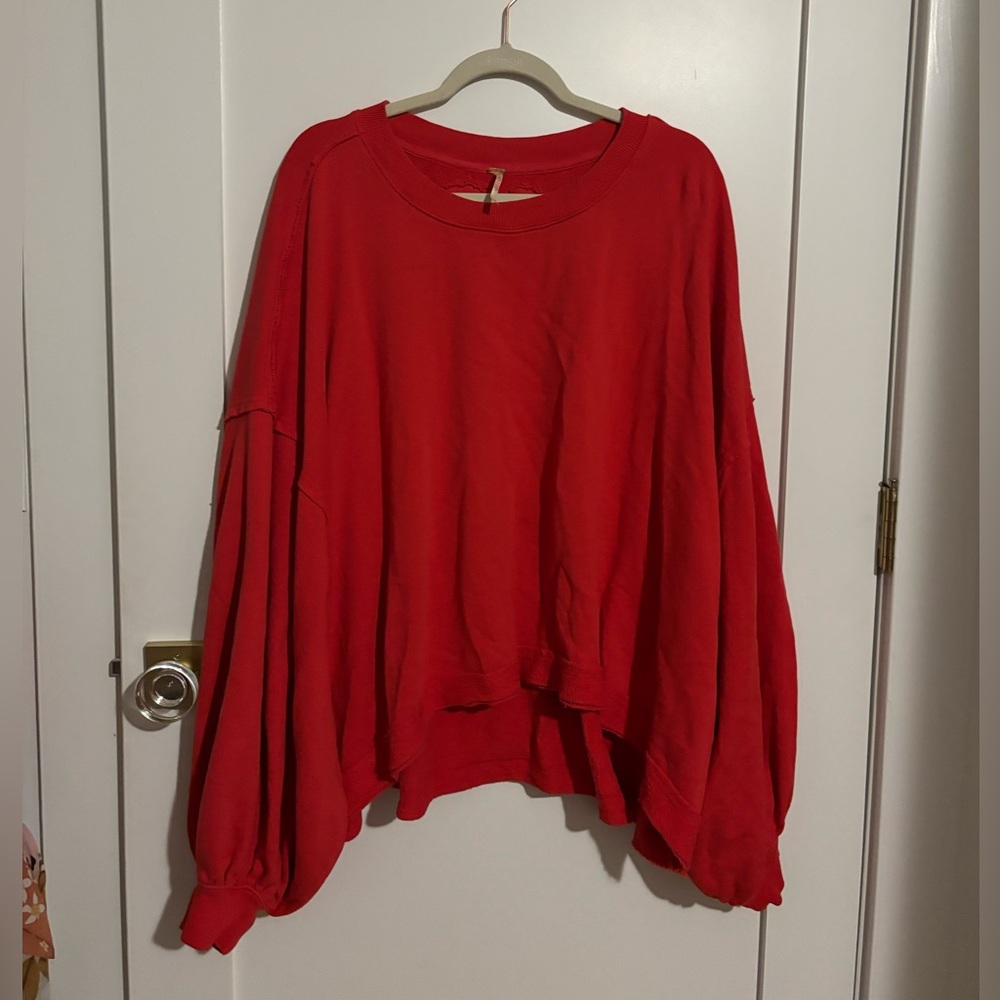 Free People Red Oversized Sweatshirt